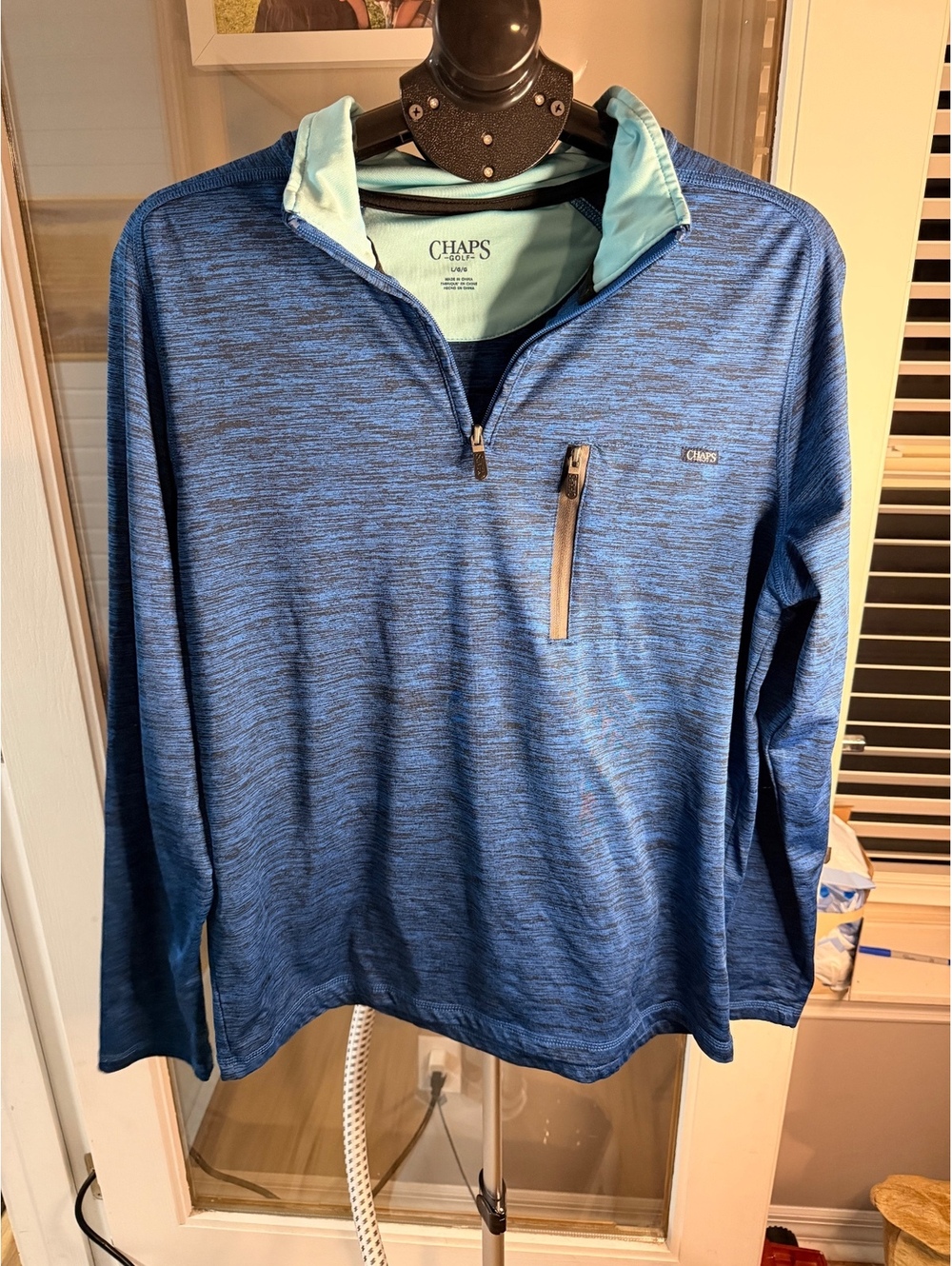 Chaps Blue Quarter Zip Pullover